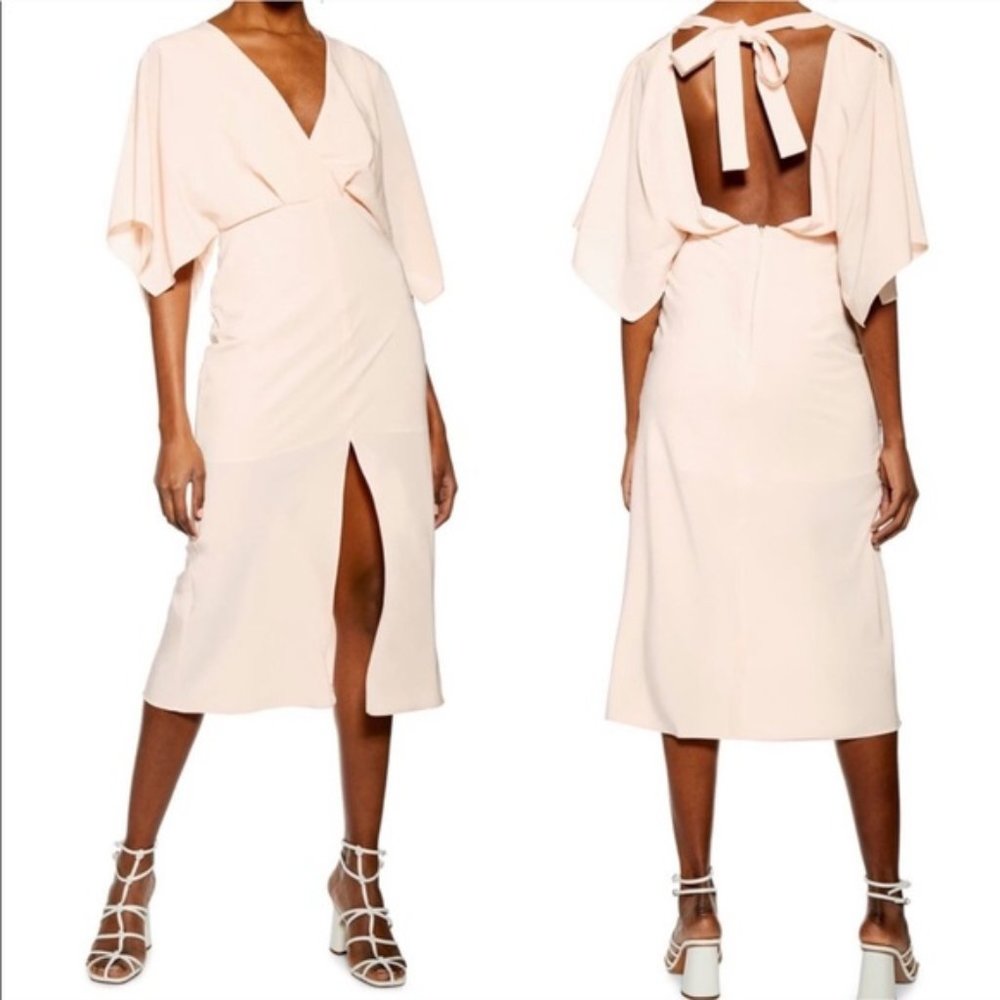 Topshop Midi Dress Blush Size UK 10 (Medium)